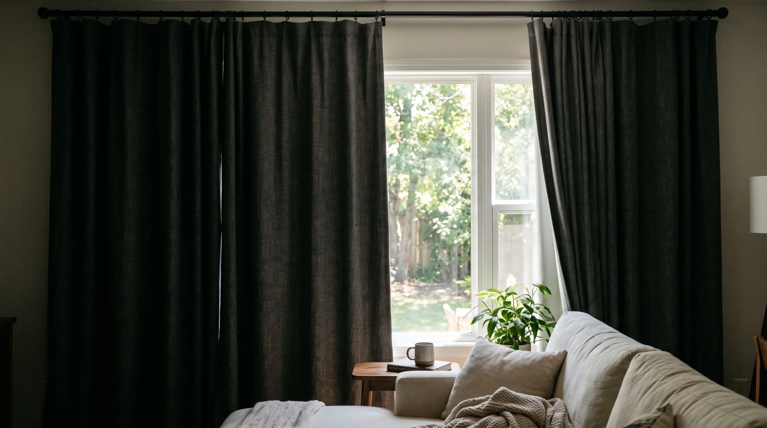 Motorized curtains installed on large windows for smart sunlight control in Dubai