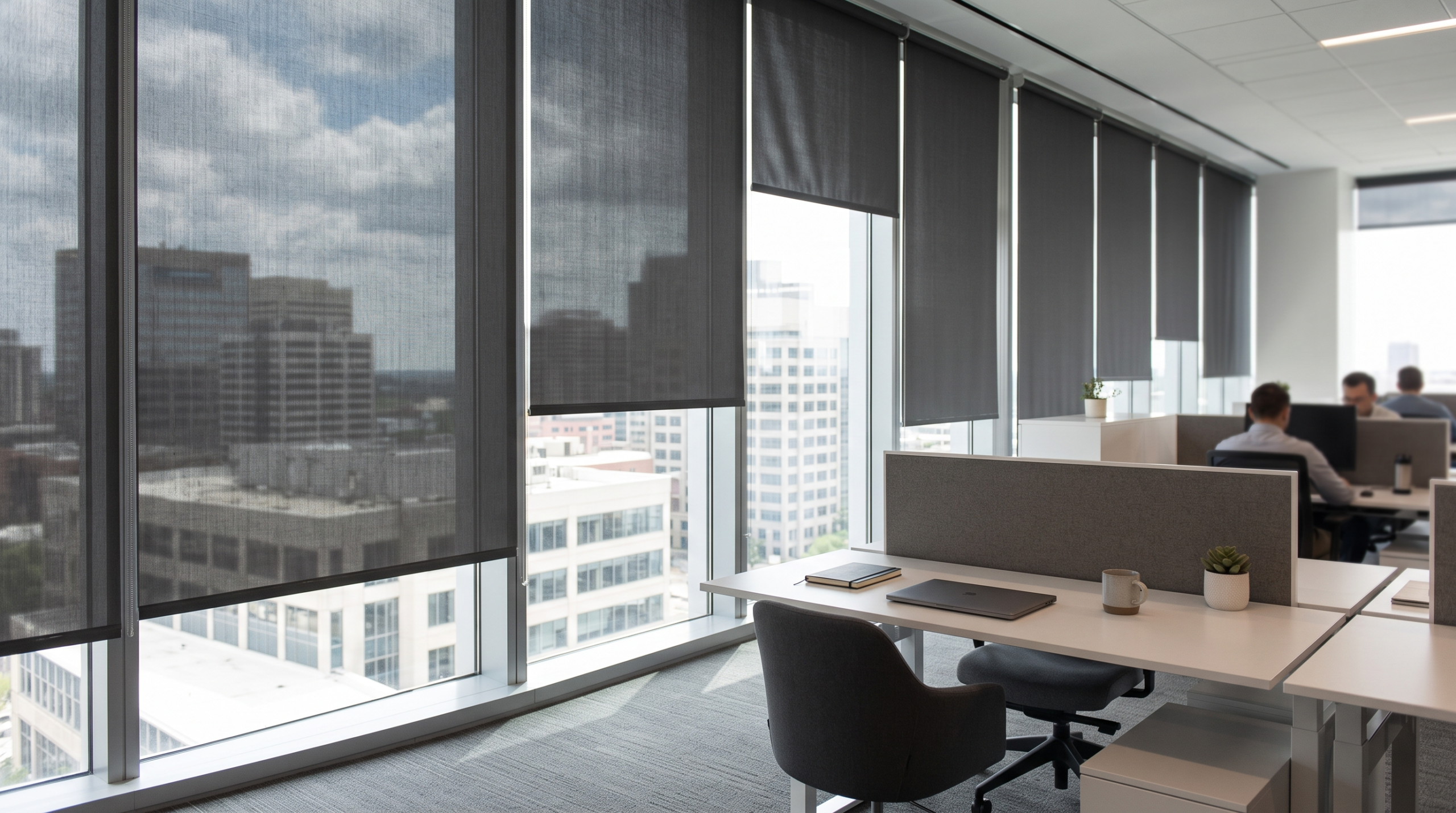 Sheer and blackout curtains for a professional Dubai office meeting room