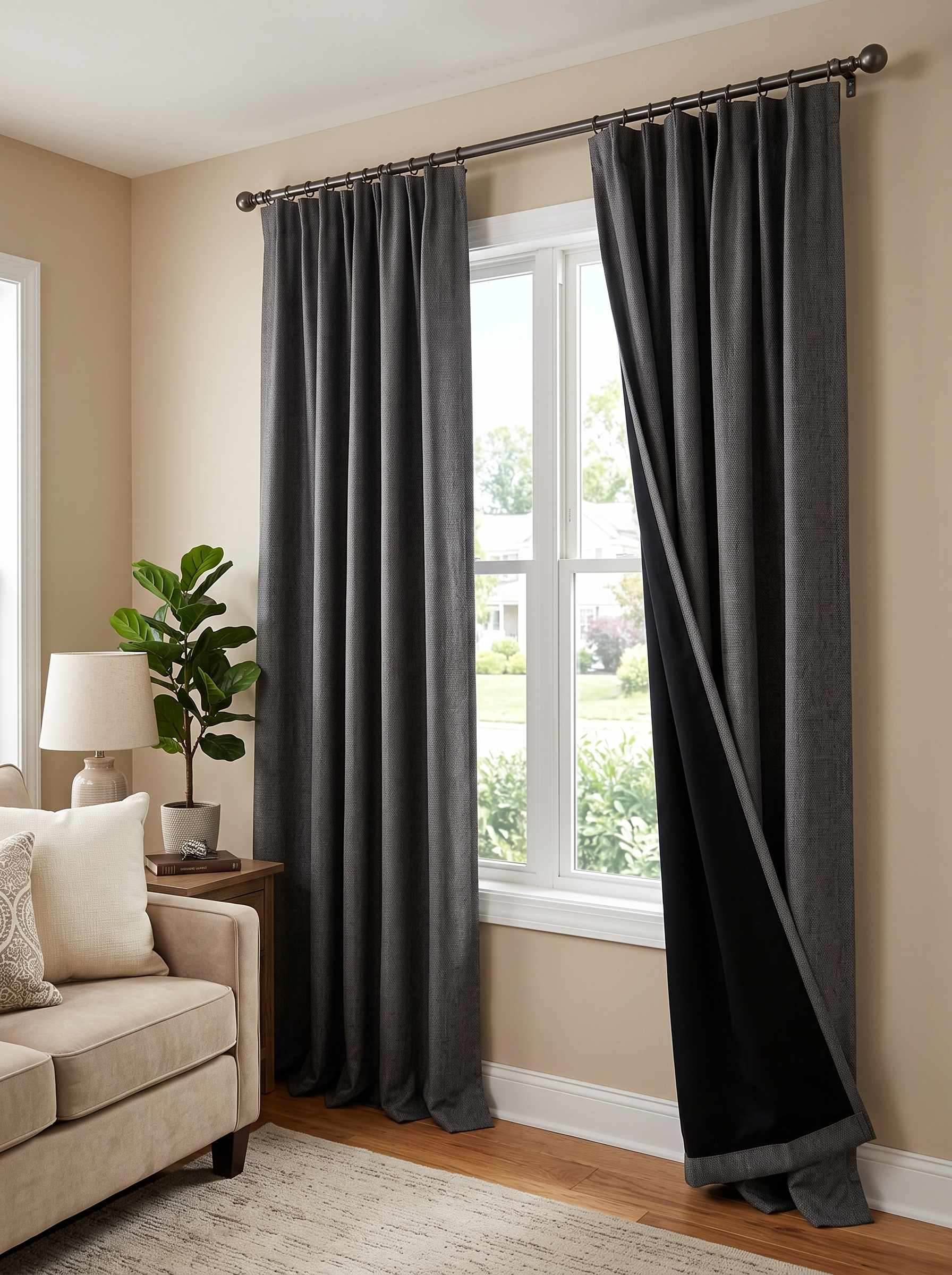 Light blocking blackout polyester curtains for bedroom privacy