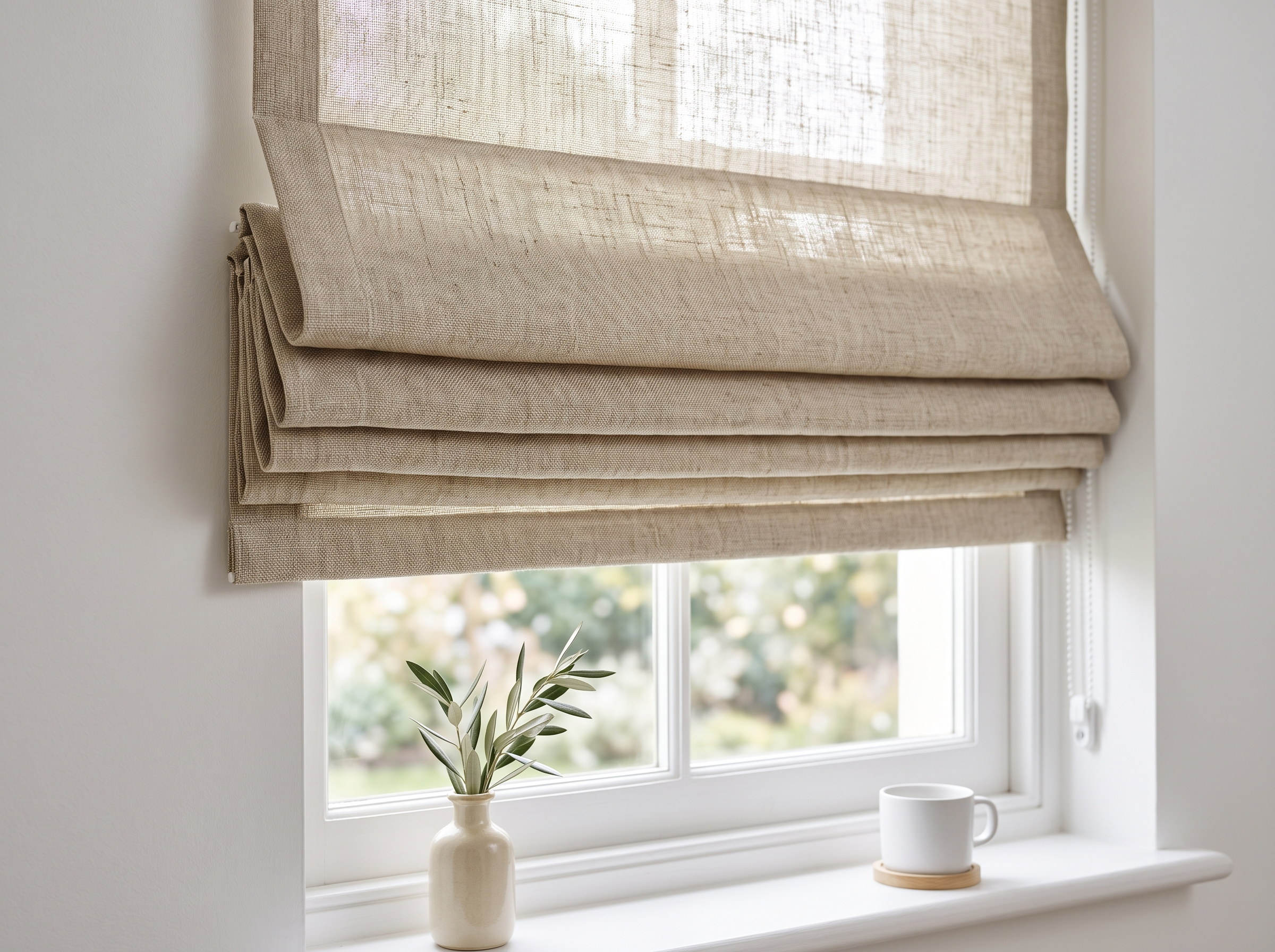 Roman blinds Dubai soft fabric folds for elegant light control