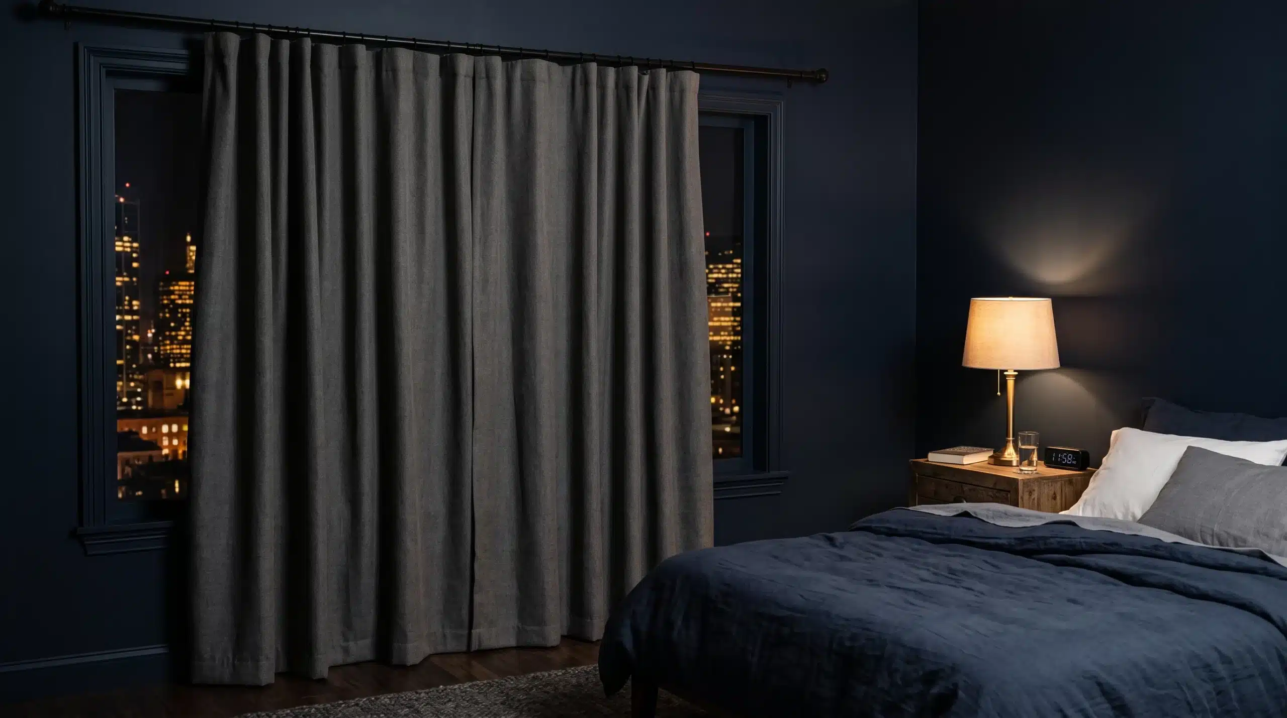 Bedroom blackout curtains Dubai creating a dark and comfortable sleeping environment