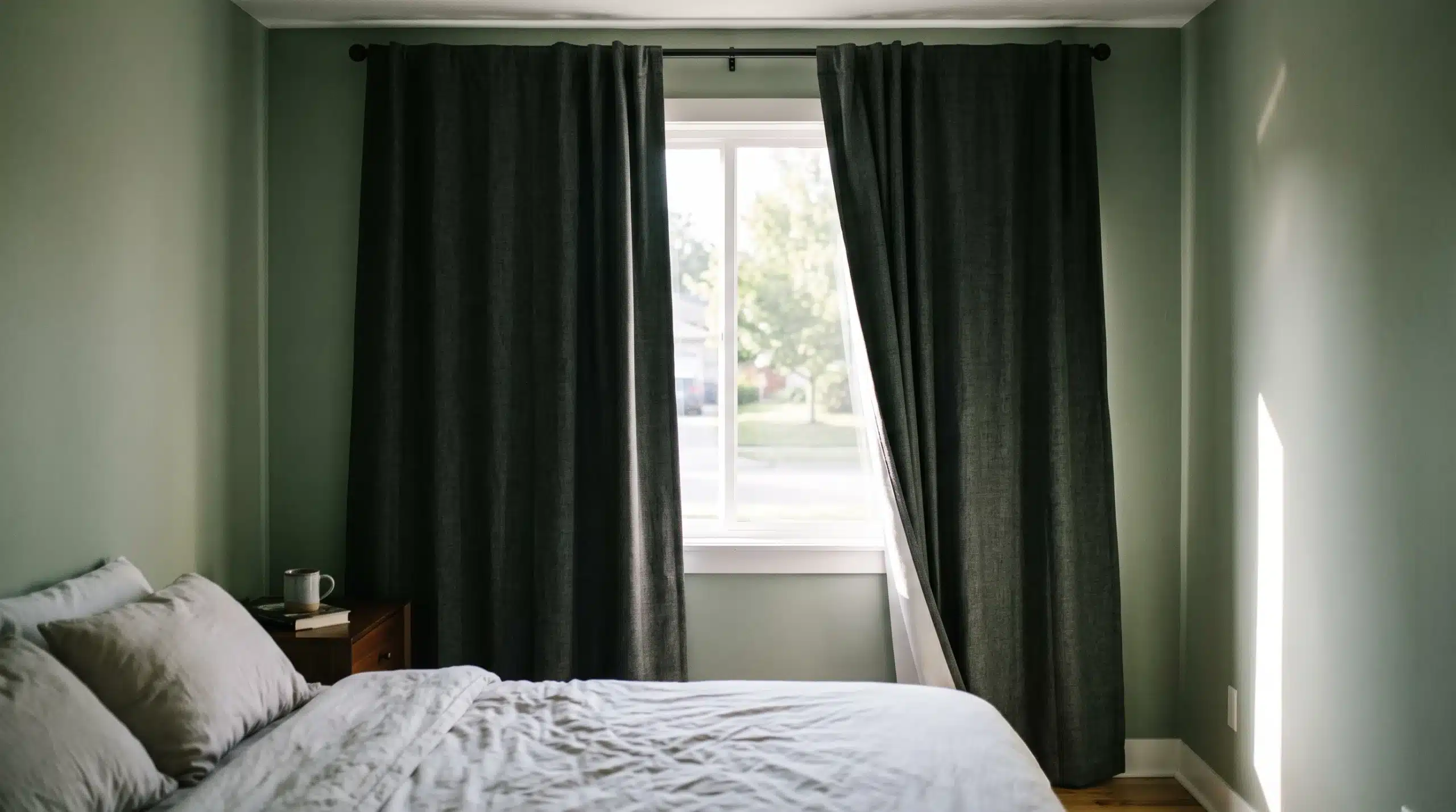 Custom blackout curtains Dubai installed on large villa windows for heat control