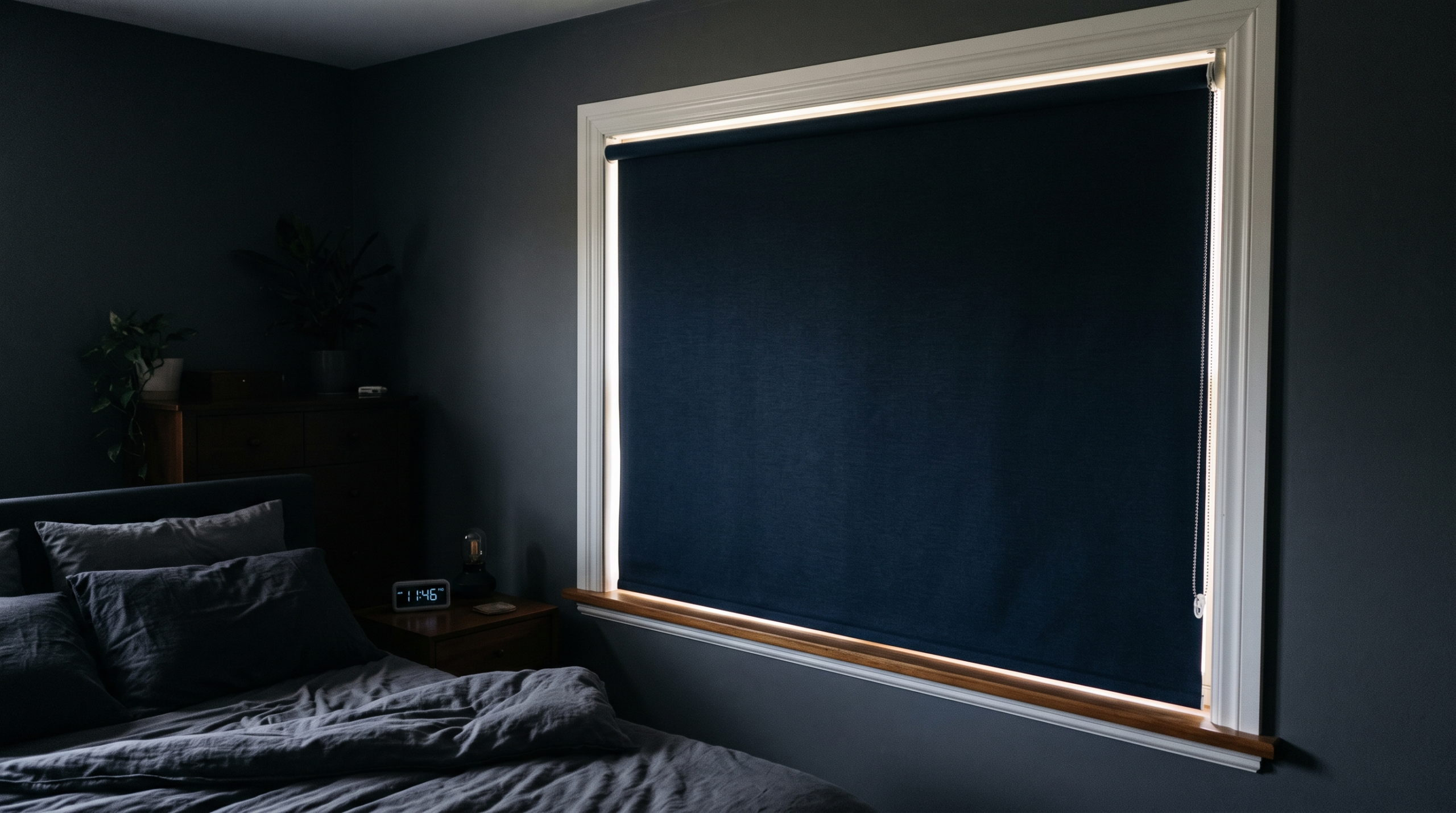 Motorized blackout curtains with custom zebra blinds UAE creating energy-efficient window treatments in a Dubai villa