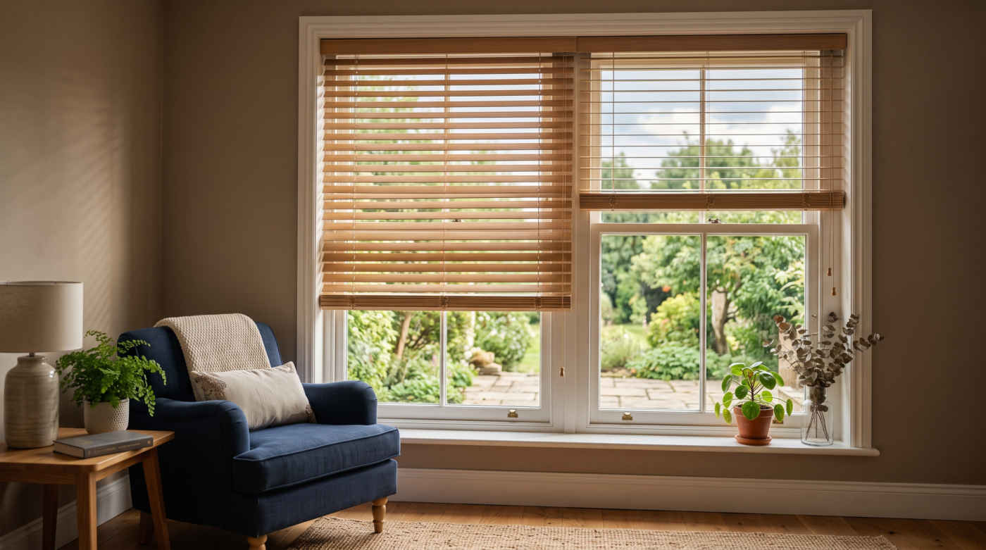 Modern window blinds in a contemporary Dubai home