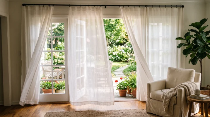 Sheer and blackout curtains Dubai providing daylight and heat control