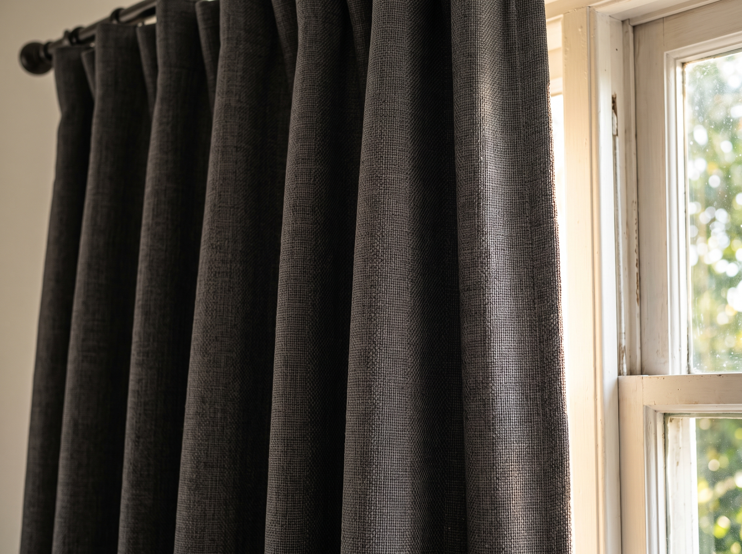 Made-to-measure blackout curtains installed in a modern UAE bedroom