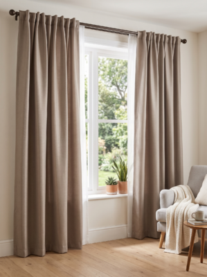 Elegant taupe polyester window curtains